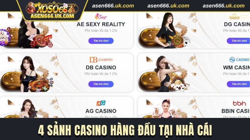 4 sảnh casino hàng đầu tại nhà cái