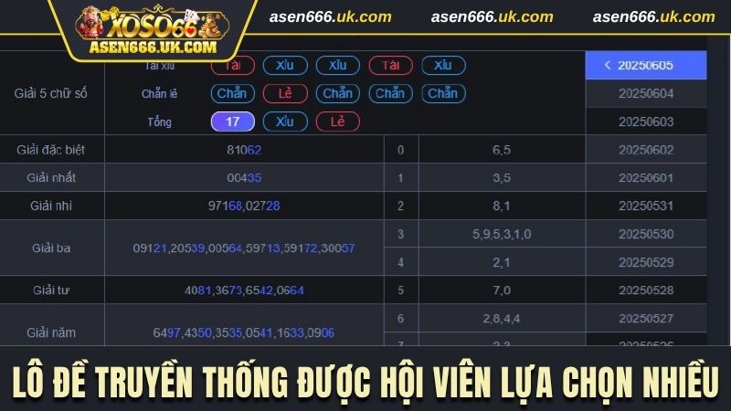 Lô đề truyền thống được hội viên lựa chọn nhiều