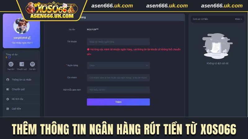 Thêm thông tin ngân hàng rút tiền từ Xoso66